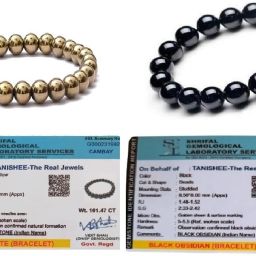 Golden Pyrite, Black Obsidian Crystal Bracelet-image-54