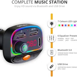 crust v5.0 Car Bluetooth Device with FM Transmitter, Car Charger, Audio Receiver, MP3 Player, Adapter Dongle, Transmitter image 3