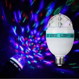 Diwali Decoration LED Disco Light 360D Rotating White Plastic and Metal RGB Crystal Ball LED Bulb Magic Disco LED Light,LED Rotating Bulb Light Lamp for Party/Home/Diwali Decoration (Pack of 1) Single Disco Ball-picture-16