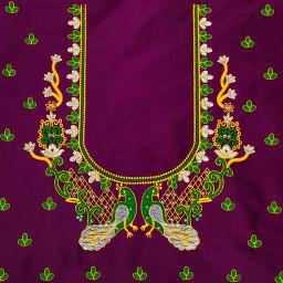 Unstitched Art Silk Blouse Material Embroidered-image-99