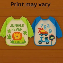 Waterproof Long Sleeve Baby Bibs – Combo of 2 | Easy Clean Feeding Aprons-9