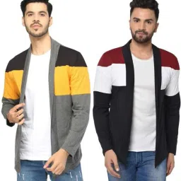 Men Asymmetric Full Sleeve Multicolor Shrug-image-44