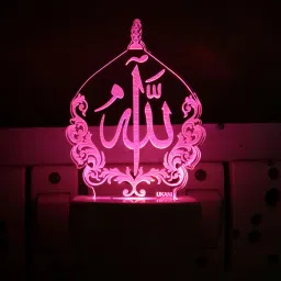 3D Illusion LED Light Night Lights for 7 Colors Led Changing Lighting Bedroom Decoration Decorative Lighting Gifts for Boys Girls Kids Baby Friends THE ALLAH WRITTEN NEW DESIGN Night Lamp ( Multicolor ) Night Lamp-16