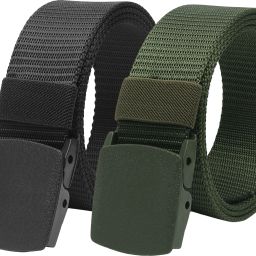 Men Formal, Casual, Party, Evening Black, Green Nylon Belt-image-67