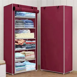 1 Door 6 Shelf Fabric PP Collapsible Wardrobe-image-95
