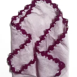 My Little Princess Crochet Bordered Handkerchief ["Magenta Thread with Transparent Beads border on Pink"] Handkerchief-image-29