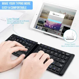 Portronics POR-973 Chicklet Foldable QWERTY Keyboard, Mini Pocket Sized, Rechargeable Wireless Handheld Multi-device Keyboard Compatible with Desktop, Laptop, Tablet, iPad, Mac One Touch Connect Button, for iOS, Android and Windows Tabs, Smartphones image 4