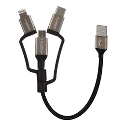 POWERUP Type A to Type C, Micro USB, Lightning 0.39 Feet (0.12M) 3-in-1 Cable (Tangle-free Design, Black)-29