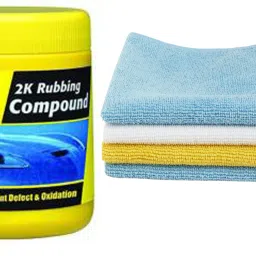 1 2k Rubbinig compound paste polish 100 gm., 4 Microfiber Cloth Combo-19