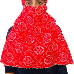 Geometric Print Cotton Rayon Blend Women Red Scarf-18