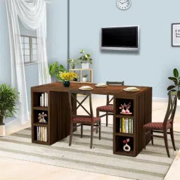 forktail Space-Saving-All-in-One-TV-Unit-Work-Desk-Book-Shelf-Dining-Table Engineered Wood Open Book Shelf image 5