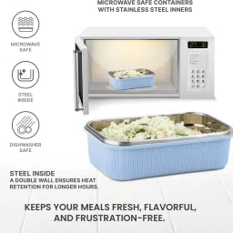 milton Cool Touch Rectangular 400 Stainless Steel Microwave Safe Container, 380 ml 1 Containers Lunch Box image 4