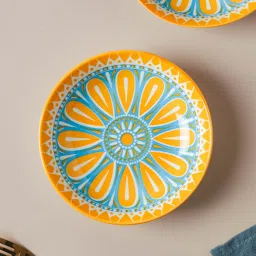 Ceramic Serving Bowl Mandala Appetizer Plate Set of 2-16