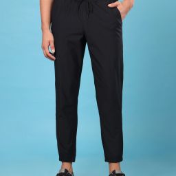 Men Solid Black Track Pants-image-1