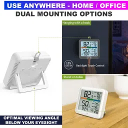 amiciSense Digital Hygrometer Thermometer Temperature and Humidity Monitoring Weather Station with Clock Weather Station image 4