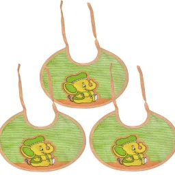 Rouned Shaped Unisex Baby Cotton Super Bib-Pack of 3 (Green)-image-87