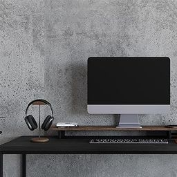 generic Solid Sheesham Wood & Iron Headset Stand, Desktop Headphone Holder, Anti-Slip Base, Storage Tray Design, Universal Compatibility for Gaming Music Office Home Use. image 3