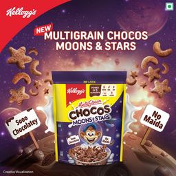 Kellogg's Chocos Moons & Stars, With Whole Grain, Source Of Fibre, High In Calcium & Protein, With 10 Essential Vitamins & Minerals, Breakfast Cereals, 1.2 Kg Pack image 5
