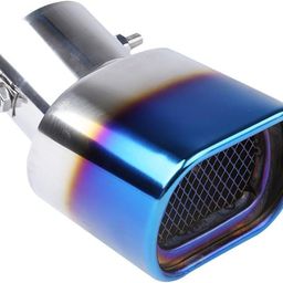 AutoBizarre Stainless Steel Burnt Blue Holographic Blue Square Shaped Pipe Car Exhaust Tail Muffler Tip Car End Pipe Tail Exhaust Show Pipe Universal for All Cars (Square Pipe Curved Bent) image 3