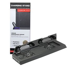 TCOS TECH PS4 Vertical Stand with Cooler Fan Dual Charging Dock USB Hub Multifunction Stand for PS4 Console and Controllers (PS4 Fat) image 1