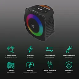 PORTRONICS Dash 40W Portable Bluetooth Speaker (6 Hours Playtime, Black) image 2