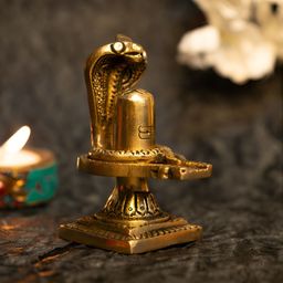 Ekhasa Gold-Toned Shivling With Sheshnag Idol Showpiece-image-9