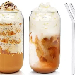 (Pack of 2) Glass Sipper Tumbler Juice Milk Can Glass Set (Pack of 2) Glass Set Water/Juice Glass-image-73