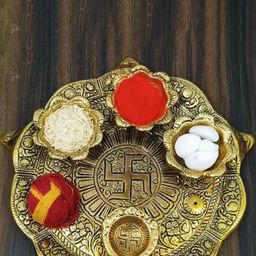 Fashion Bizz Golden Textured Pooja Thali-22