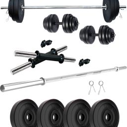 10 kg PVC 10 KG COMBO 9 with One 4 Ft Plain Rod and One Pair Dumbbell Rods Home Gym Combo-image-90