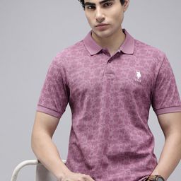 u.s. polo assn. Men Printed Polo Neck Pure Cotton Purple T-Shirt-picture-16