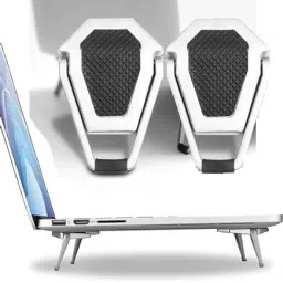 BUFONA Laptop Desk Holder Portable Invisible Laptop Riser Stand Mini Cooling Pad Lightweight Portable Laptop Stand Non-Slip Base Table Riser Holder Aluminium Floor and Desk Stand Rotatable Laptop Stand Compatible with Universal Laptops-40