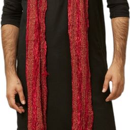 manyavar Art Silk Self Design Red Men Dupatta-picture-18