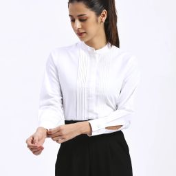 Women Regular Fit Solid Mandarin Collar Formal Shirt-image-22