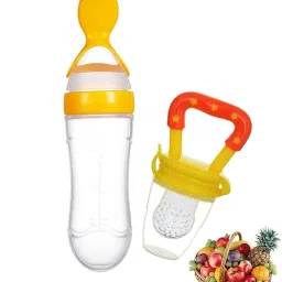 90MLNewborn Baby Feeding Bottle Silicone Squeeze Feeding Spoon and Fruit feeder5 - Silicone-image-34