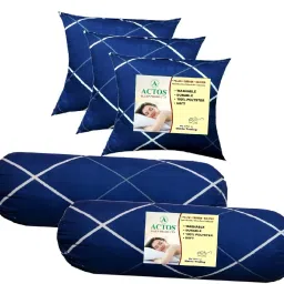 3 Cushion And 2 Microfibre Geometric Bolster Pack of 5-image-58