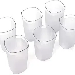 Plastic Square Polycarbonate Water Unbreakable Plastic Glass Set of 6 Glass Set Water/Juice Glass-image-8