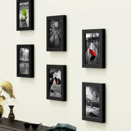Black Engineered Wood Collage Photo Frames, Set of 6 by Random-picture-6