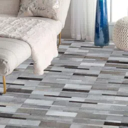 dazzhome Grey Hair On Leather Stripes Hand Woven 3ftX5ft Carpet-picture-44