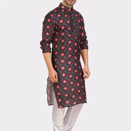SHIWAM ETHNIX Indeevar Geometric Printed Regular Kurta With Pyjamas image 3