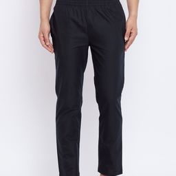 Hypernation Men Black Cotton Lounge Pants-image-45