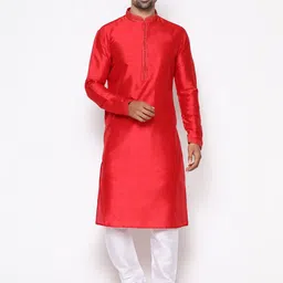 COCOI LIFESTYLE Men Red Dupion Silk Kurta with Churidar-picture-16