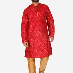 Pro-Ethic STYLE DEVELOPER Men Printed Pure Silk Kurta with Pyjamas-20