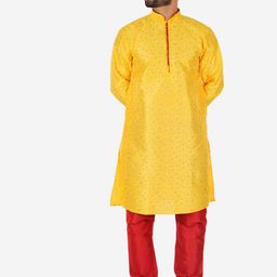 Pro-Ethic STYLE DEVELOPER Men Printed Pure Silk Kurta with Churidar-77
