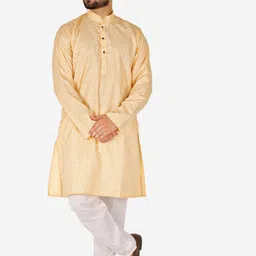 Pro-Ethic STYLE DEVELOPER Men Orange Printed Pure Cotton Kurta with Pyjamas-image-90