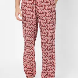 UnderJeans by Spykar Men Red Printed Cotton Lounge Pants-81