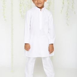 KID1 Boys Mandarin Collar Pure Cotton Straight Kurta With Pyjamas-image-85