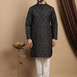 Anouk Printed Pure Cotton Mandarin Collar Long Sleeves Straight Kurta with Churidar-image-43