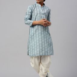 Sangria Boys Mandarin collar Long Sleeves Printed Straight Kurta And Pyjama-9