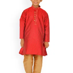 Pro-Ethic STYLE DEVELOPER Boys Striped Pure Silk Kurta With Pyjamas-picture-35