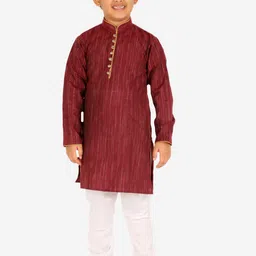 Pro-Ethic STYLE DEVELOPER Boys Maroon Geometric Printed Pure Cotton Kurta with Pyjamas-16